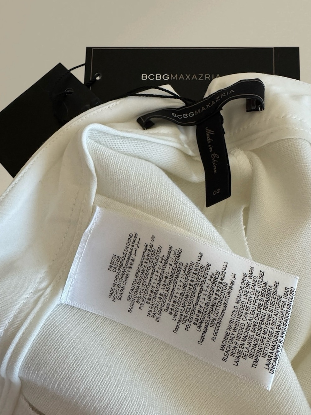 🛍️SALE🛍️ BCBGMaxAzria TARIK Off-White Tailored Straight Pants Trousers - Picture 10 of 14